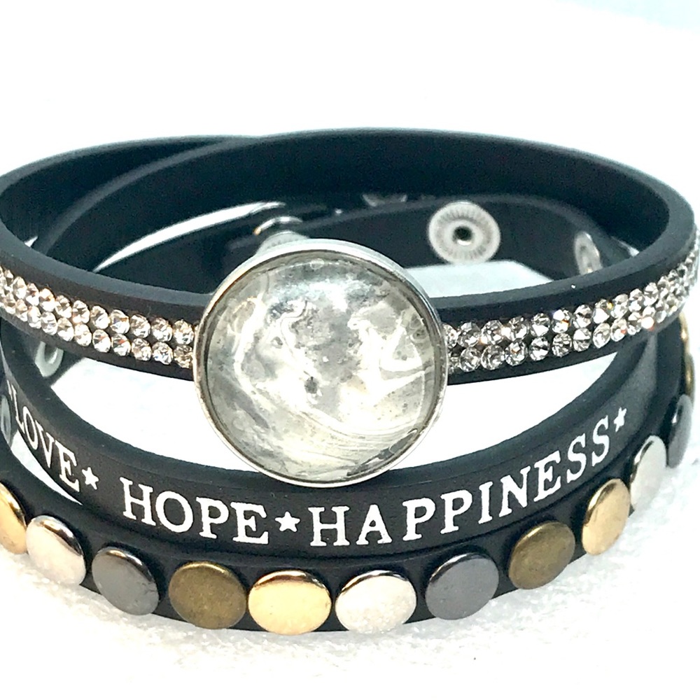 Leather snap bracelet Handmade 20mm snap SB20